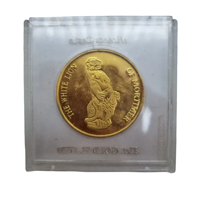 22CT Gold Plated Windsor Castle Medallion – Places of Interest The White Lion of Mortimer