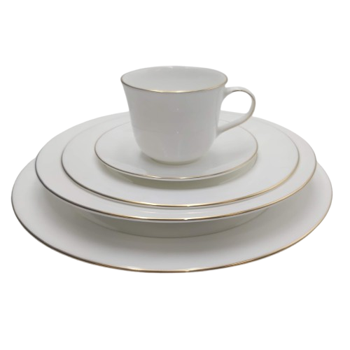 ROYAL DOULTON Signature Gold White & Gold Dinner Set – 1x Cup, 1x Saucer, 1x Dinner Plate, 1x Salad Plate, 1x Side Plate, 1x Pasta Bowl