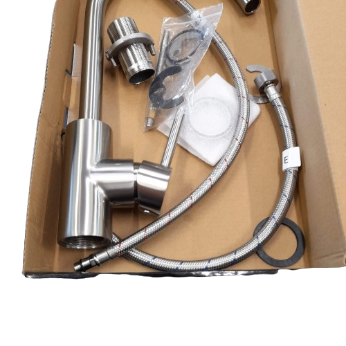 Badundkuche Rund Gooseneck Sink Mixer Tap BKM201.LF-BN Brushed Nickel (GE)