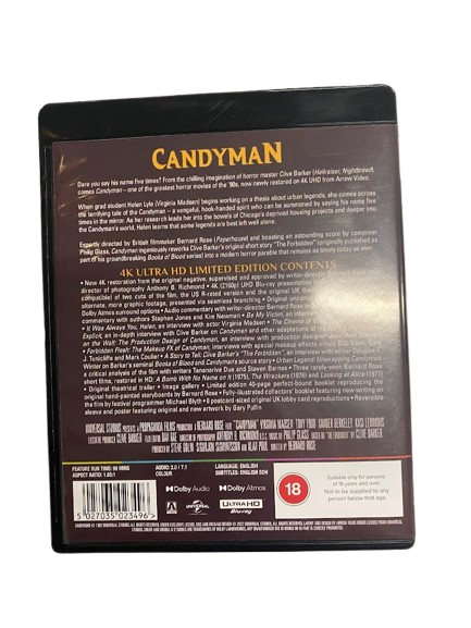 Arrow Video Candyman 4K Ultra HD Disk (NG)