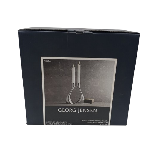 Georg Jensen Cobra Candle Holder Medium 2 Piece Silver, Like New Condition (CP)