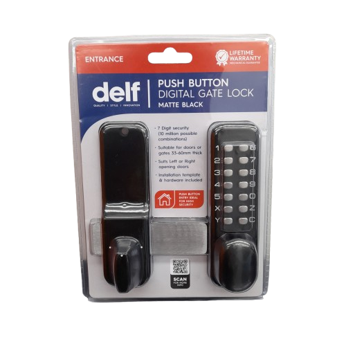 DELF Push Button Digital Gate Lock Matte Black In Packet (MR)