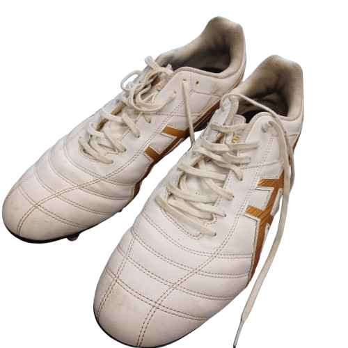 Asics Lethal Speed RS2 Football Boots White Gold Size UK11 US12 ( Missing 2 Studs / Cleats ) (LE)