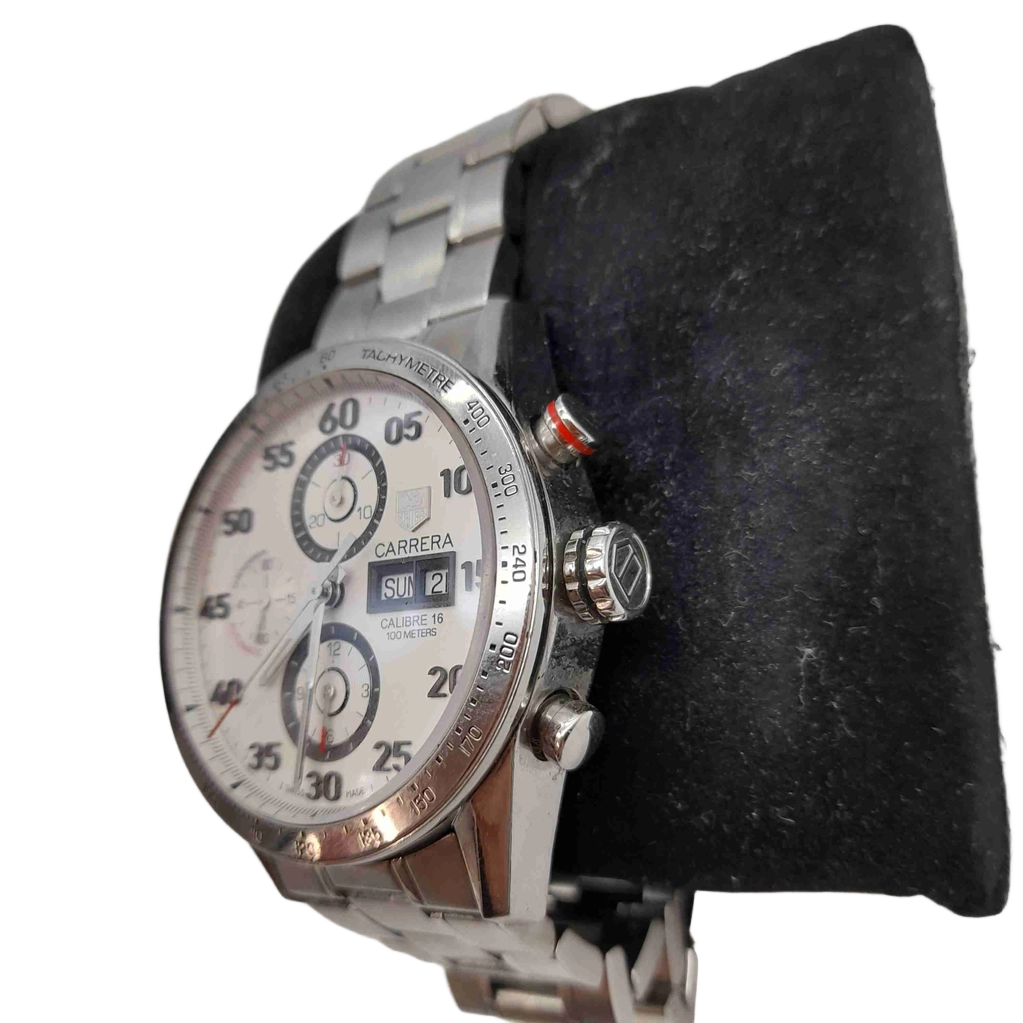 Tag Heuer Carrera Calibre 16 CB2A11 Mens Silver Stainless Steel Watch + Box + Book (1436554)