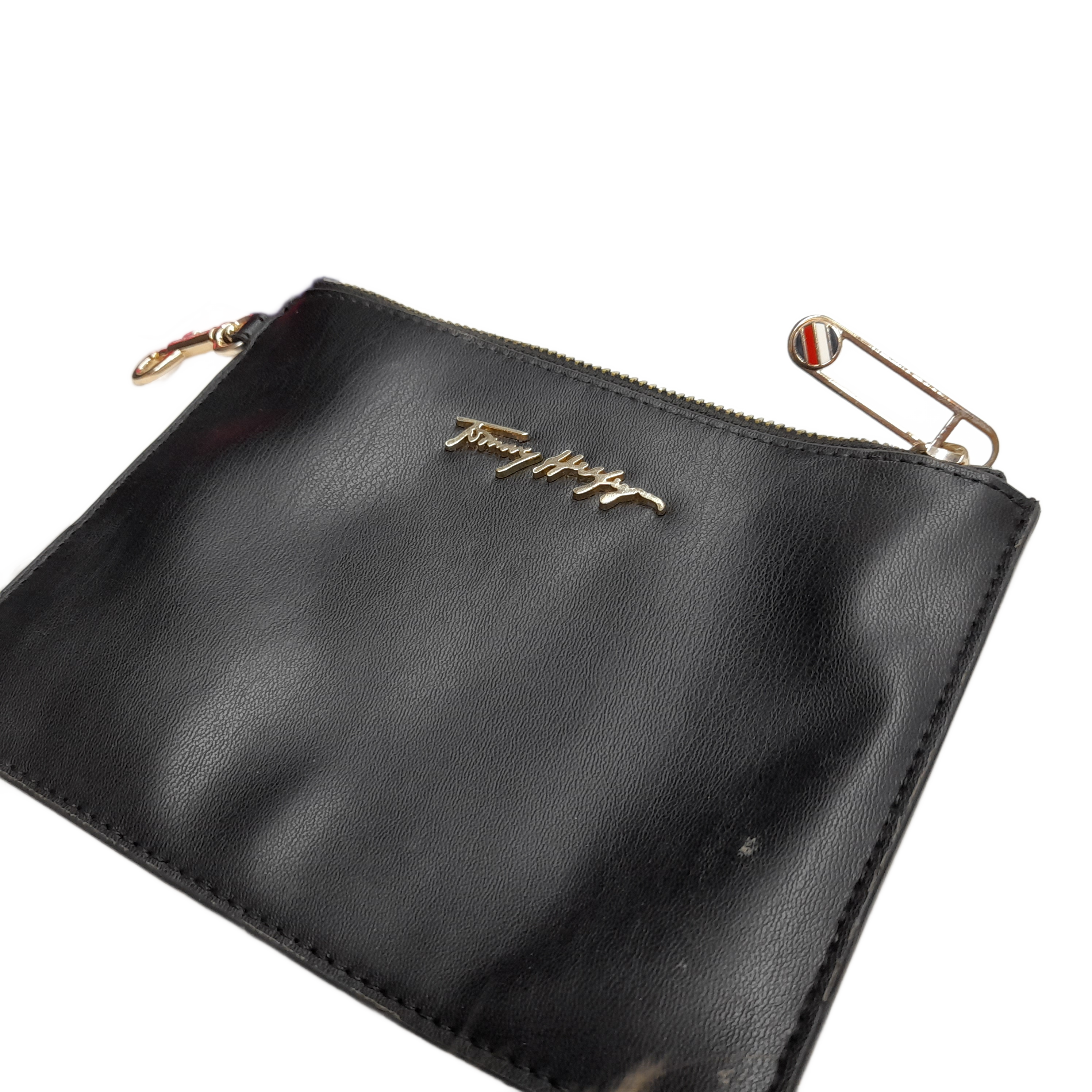 Tommy Hilfiger Black Leather Tote Bag with Zipper (MR)