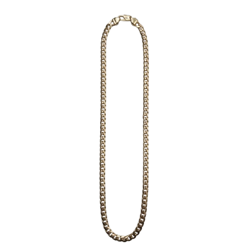 9ct Yellow Gold Curb Necklace – 54.8g – 55.3cm Length – 0.7cm Width – Stamped 375