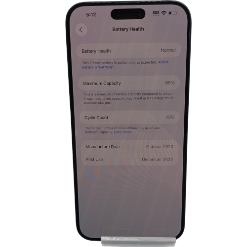 Apple iPhone 15 Pro Max MU773ZP/A (A3106), Black, 256GB Storage, 88% Battery Health, Scratches On Screen (CP 1383487)