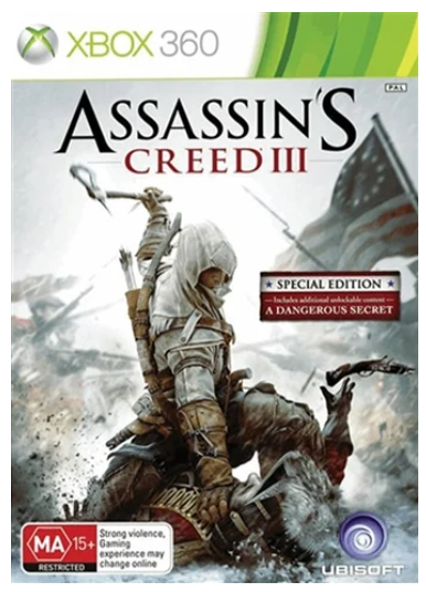 XBOX 360 Assassin’s Creed III (3) 2 Disc, Very Good Condition With Case & Manual