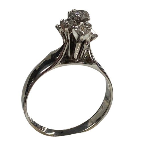 Ladies 18ct White Gold Diamond Cluster With 7 Round Brilliant Cut Diamons Claw Set In Tulip Spike Cluster. TDW 0.50ct. Size N. With Valuation Certificate.