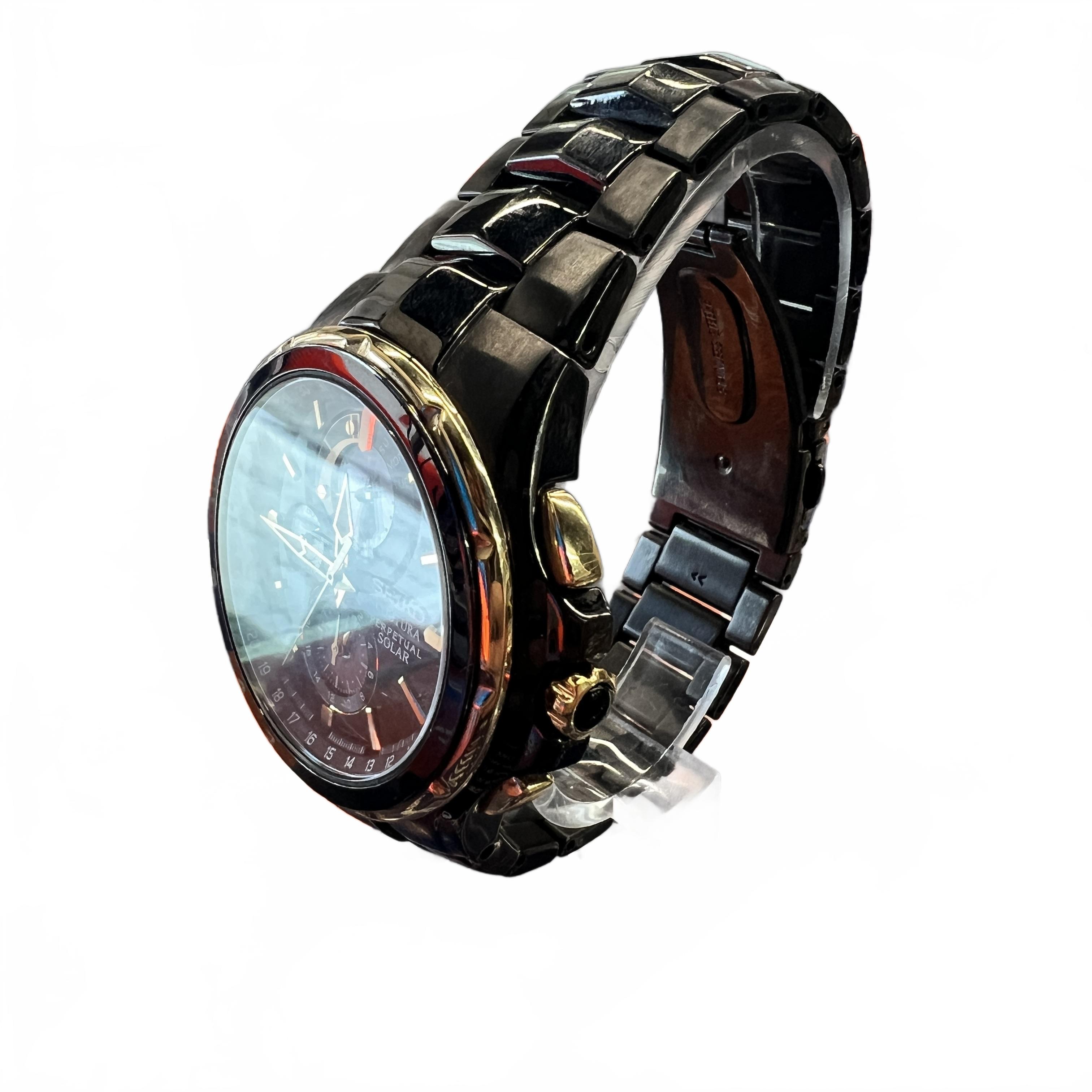 Seiko Coutura V198-0AB0 Black Gold Watch Model SSC573 (MK)