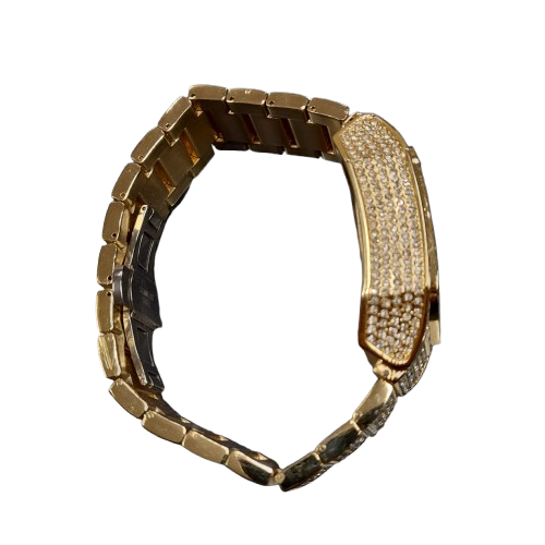Pintime Square Face Watch Mens Gold With Bling (GE)