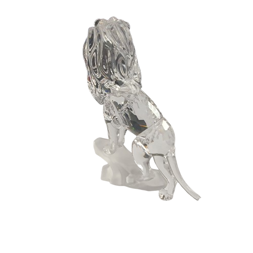 Swarovski Lion on a Rock Crystal Statue **END OF TAIL IS BROKEN**