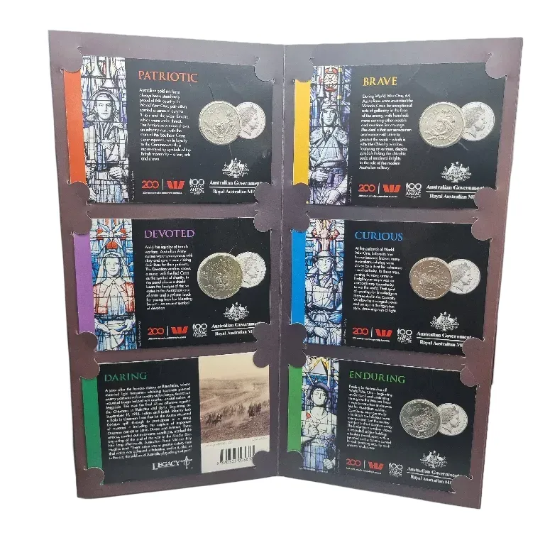 Royal Australian Mint: 2018 ANZAC Spirit 15 Coin Collection 20 & 50 Cent Coins Uncirculated in Folder