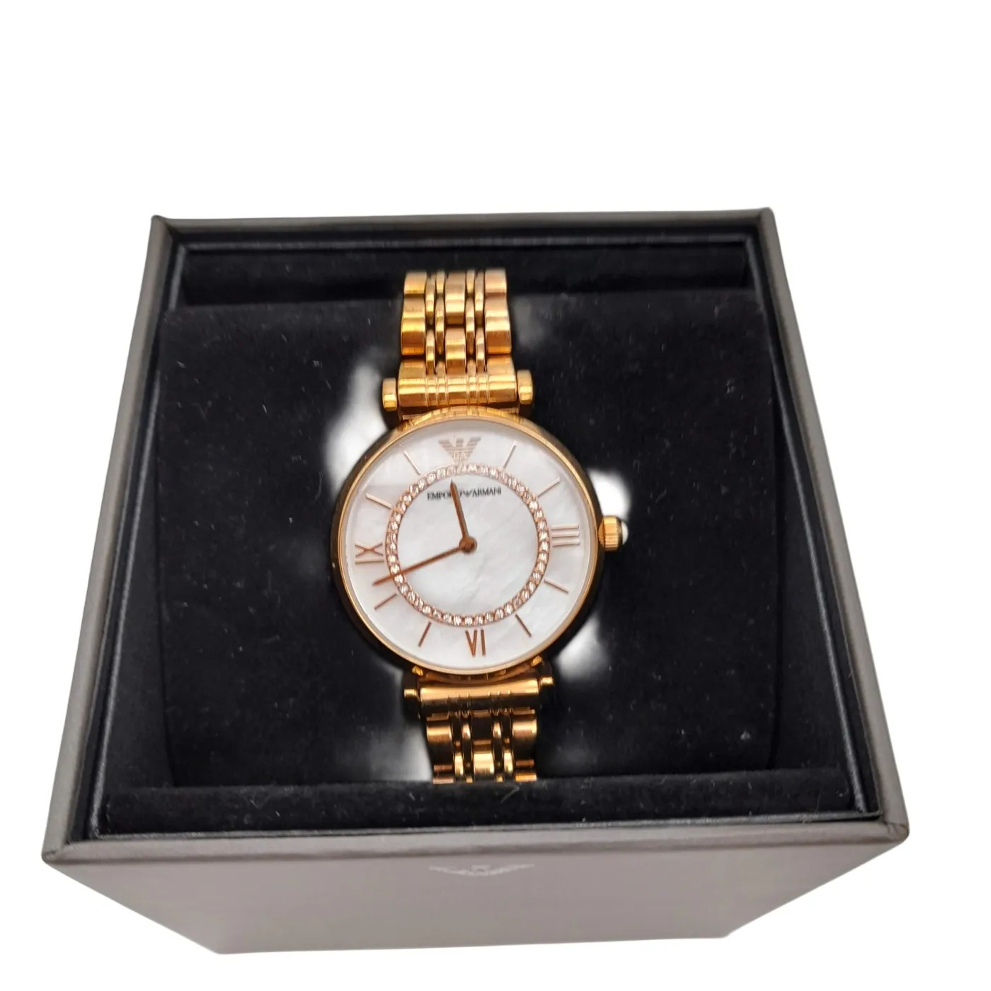 Emporio Armani AR-1909 Ladies Gold Stainless Steel Analogue Watch + Box (WL 1424605)