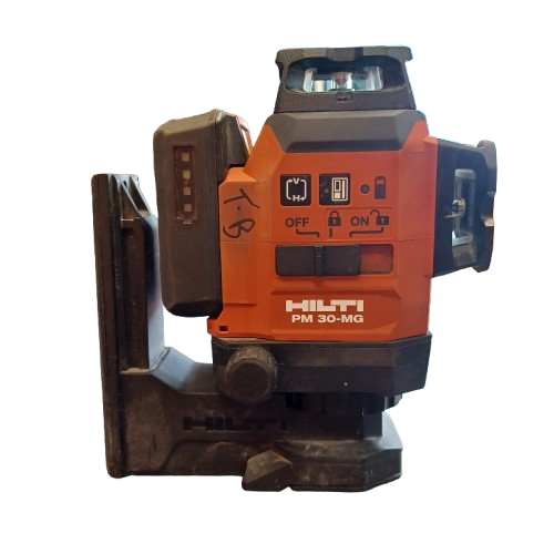Hilti Laser Level PM 30-Mg With Charger “TB’ Written in Texta On Laser Level