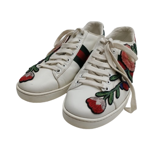 Gucci Womens White Ace Embroidered Shoes UK 5 (NA 1382892)