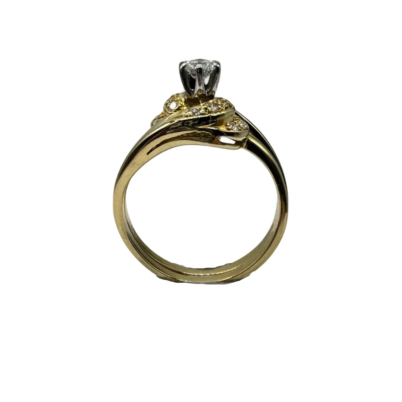 Ladies 18ct Yellow & White Gold 15 Stone Diamong 2 Ring Set 0.32ct TDW K 1/2 5 3/4 With Valuation (WR)