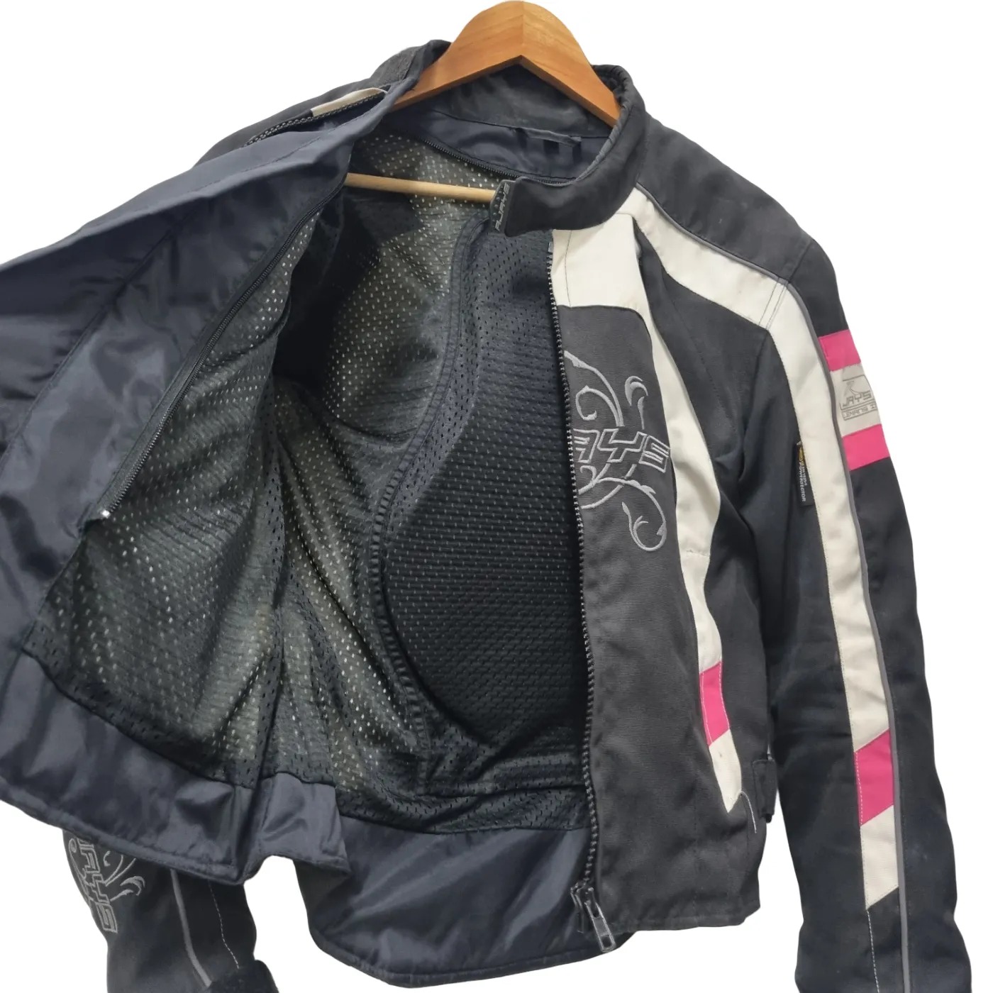 Womens Rjays Motorbike Jacket Pink White Black – Size DS (WR 1417426)