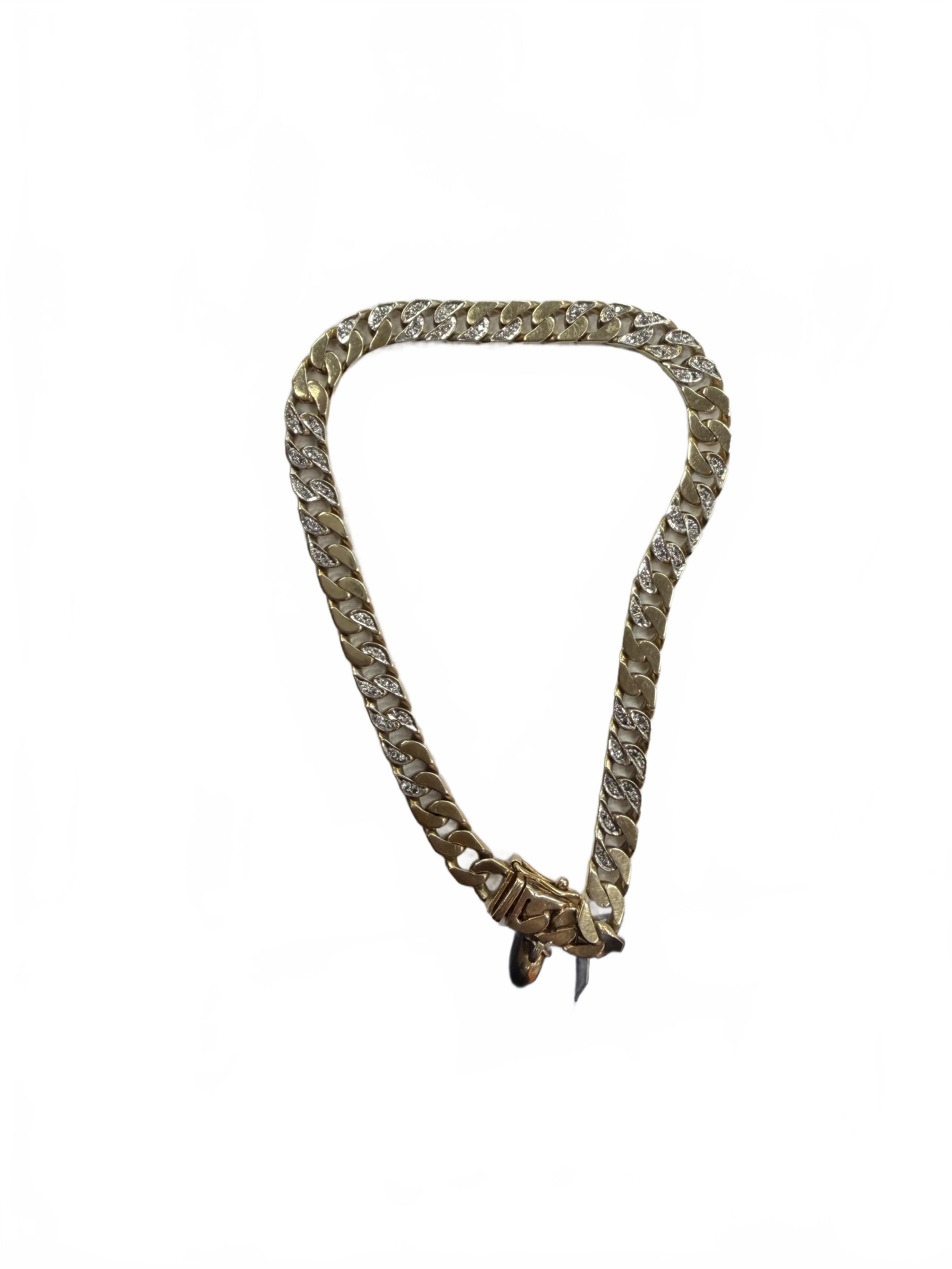 14ct Yellow Gold Curb Bracelet With Heart Dangle And Cubic Zirconia 14.7g (MR) (NR)