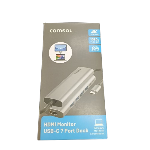COMSOL USB-C 7-Port Hub – Silver (With Box) (CP)