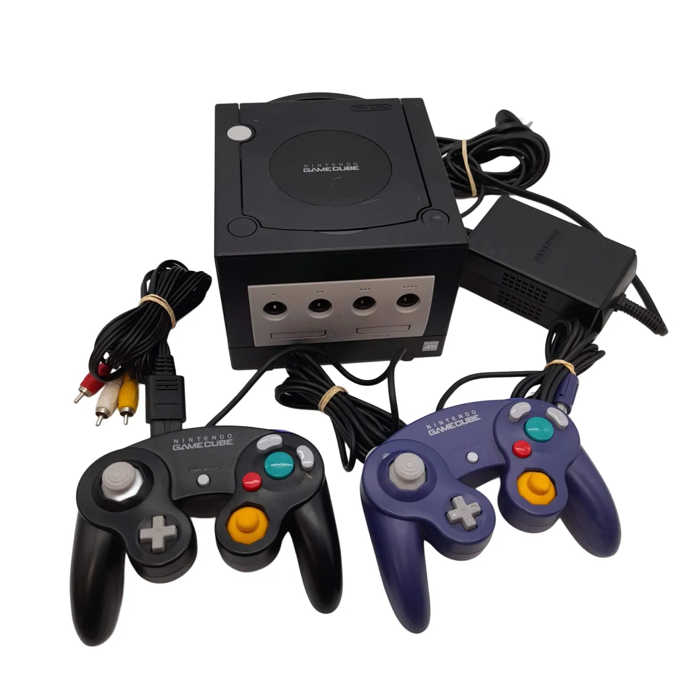 Nintendo GameCube Console DOL-001 Black with 2 Controllers, Power Adapter, and AV Leads (WL)