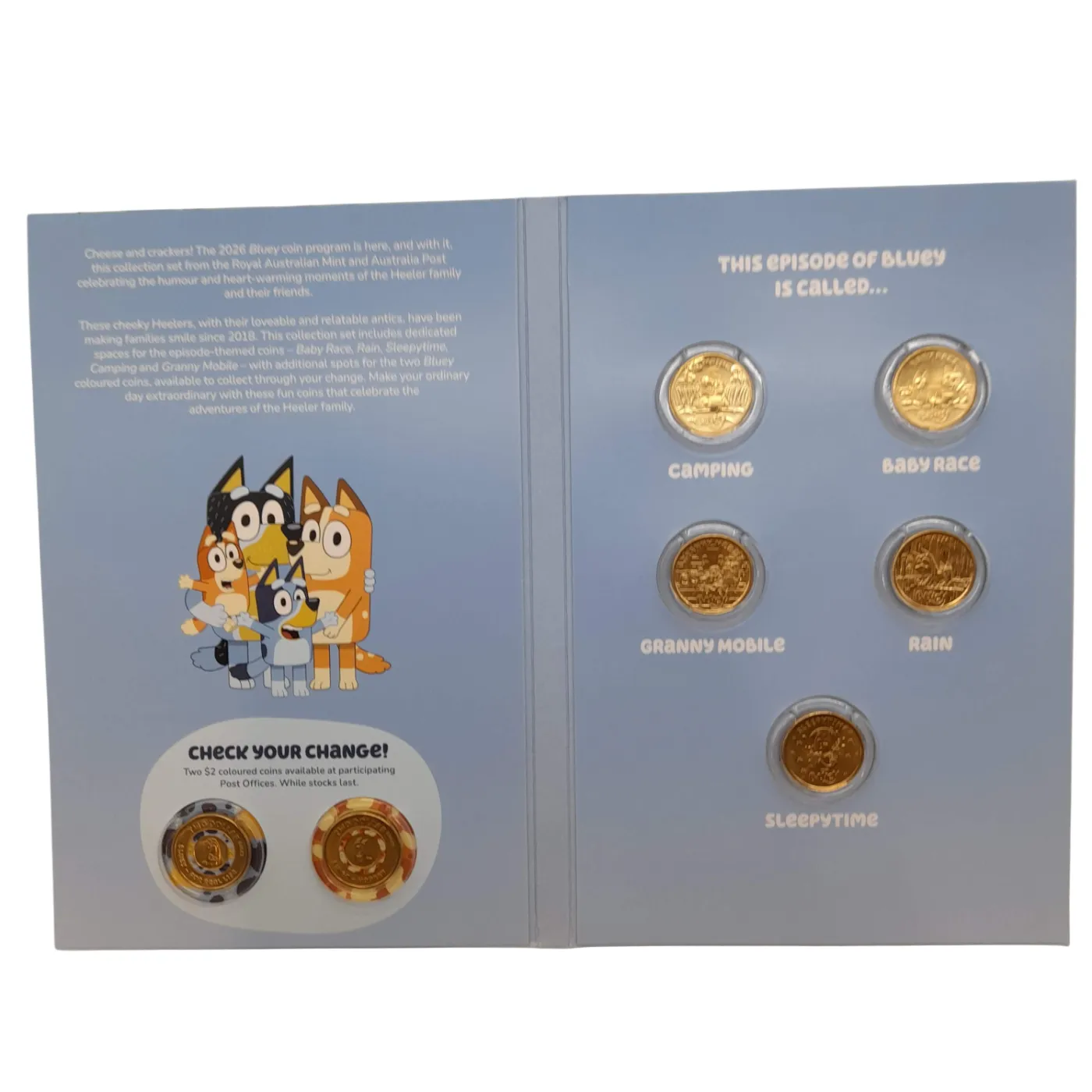 Bluey 2026 $2 Uncirculated 7 Coin Collection With Empty Ram Roll (WL 1407843)