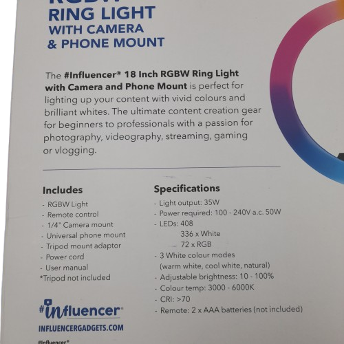 UNFLUENCER 18″ RGBW Ring Light VLM13003 (MR)