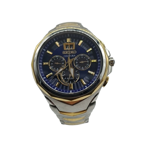 Seiko Coutura V194-0AB0 Blue Stainless Steel Chronograph Watch (CP)