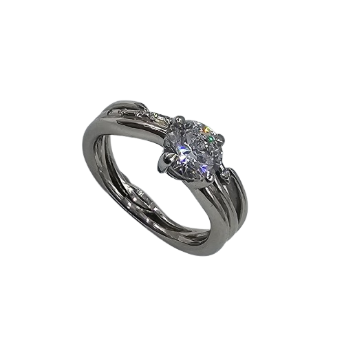 Ladies Platinum Round Brilliant Cut Diamond Cross Over Wire Wave Style Ring 0.94ct TDW K With Valuation (MR)