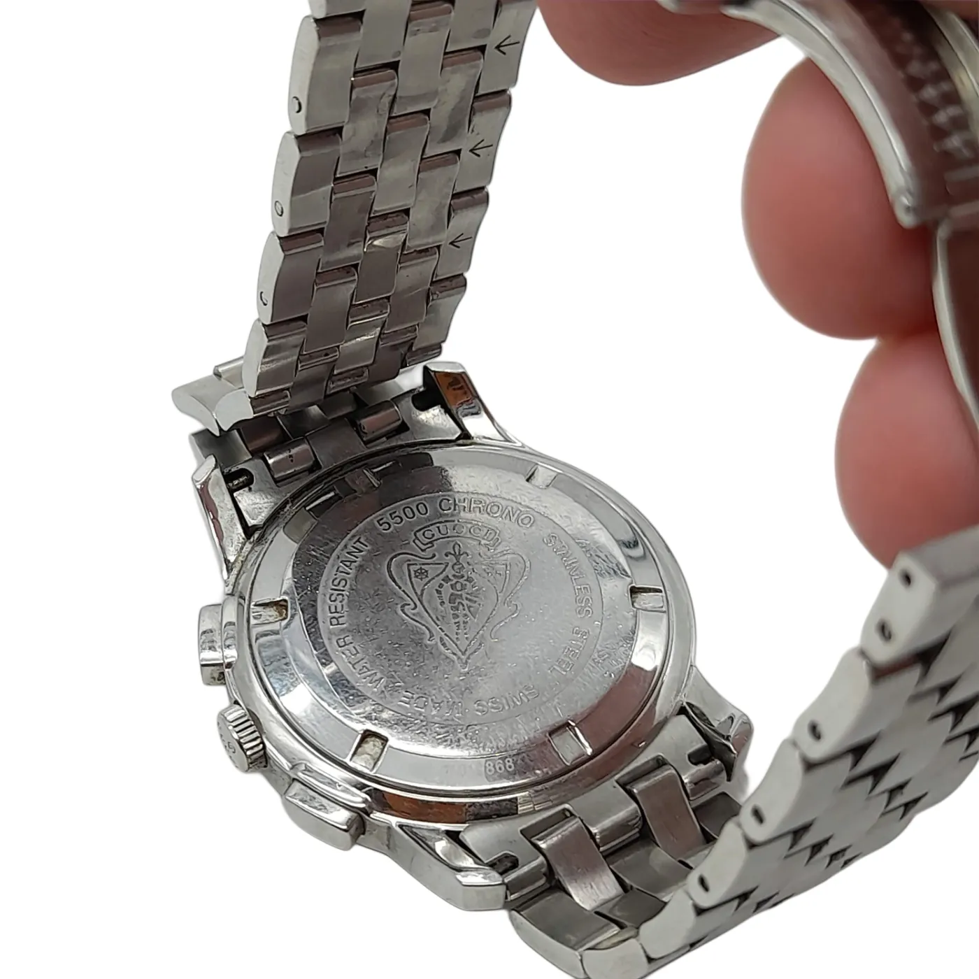 Gucci Chrono 5500 Men’s Silver Watch Light Scratches on Face (WL141515)