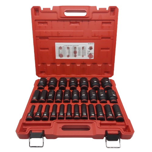 Milwaukee 29 Piece 1/2 Drive Deep Impact Socket Sizes In Case Like New (CP-1353537)