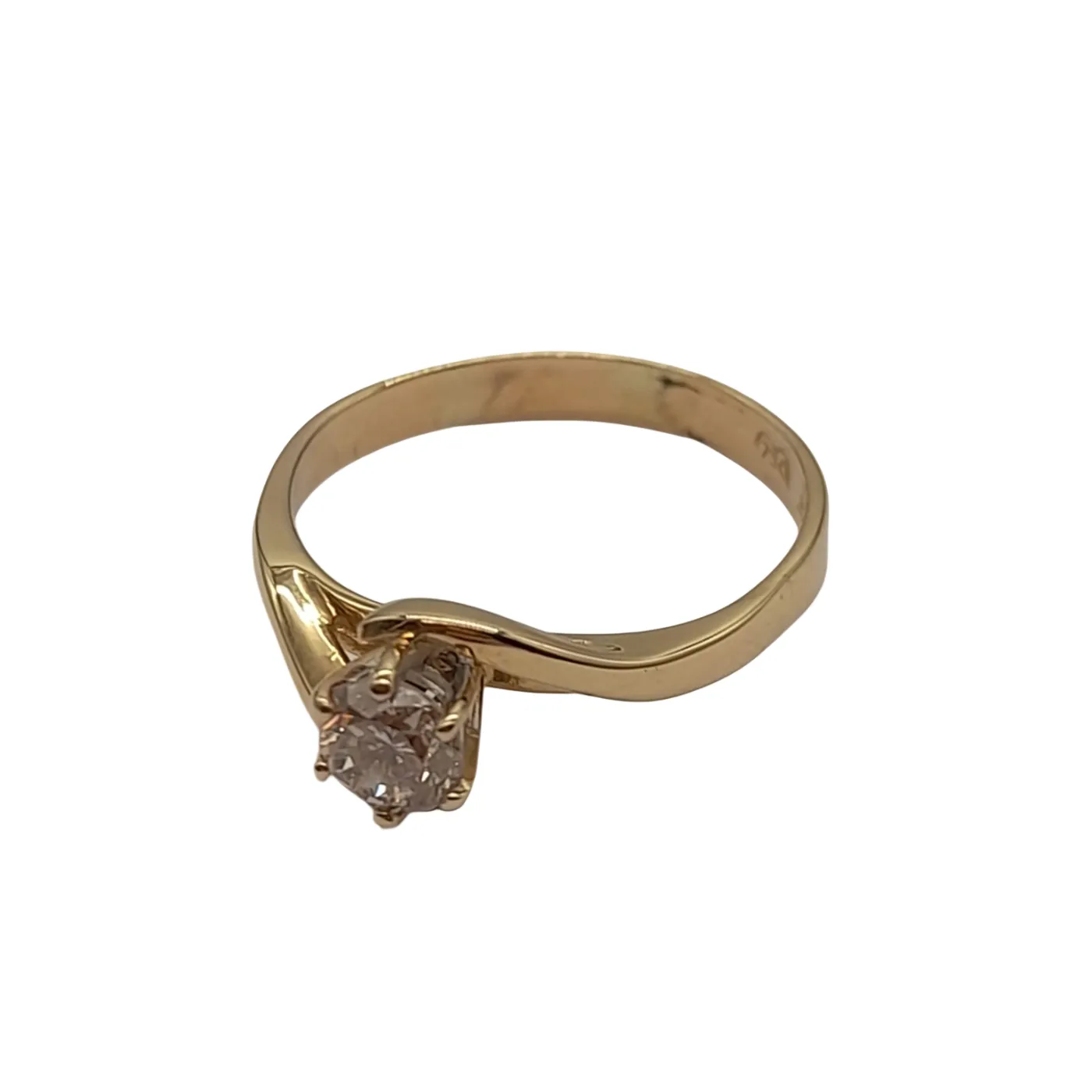 Ladies 18ct Yellow Gold 1 Round Brilliant Cut Diamond 6 Claw Set 0.45ct TDW Size O 7 1/2 With Valuation