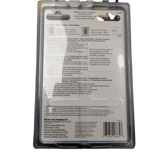 Master Lock 5423D Push Button Wall Mount Lock Box Black (LN)