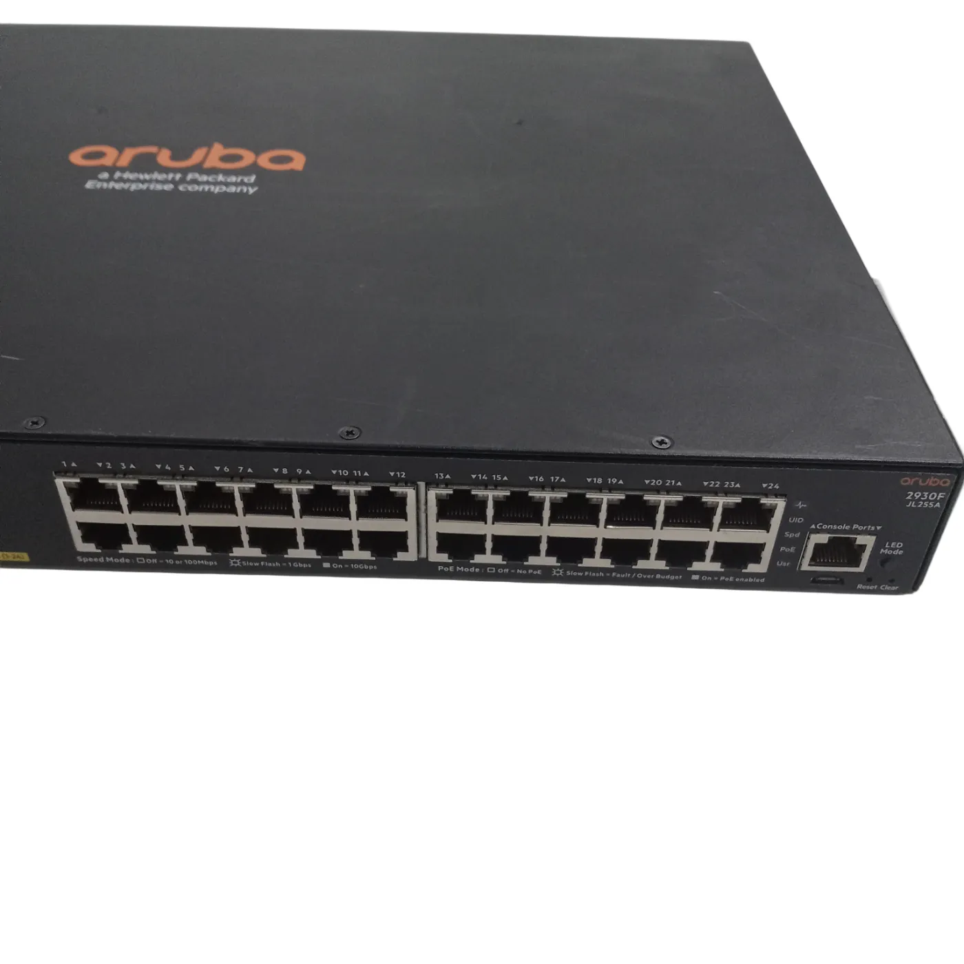 HP Aruba JL255A 2930F 24G 24 Port PoE+ Gigabit Ethernet Managed Network Switch (WR)