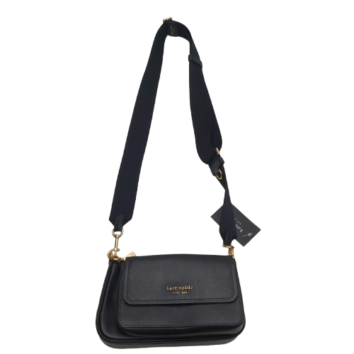 Kate Spade Women’s Double Up Black Pebbled Crossbody Bag With Tags