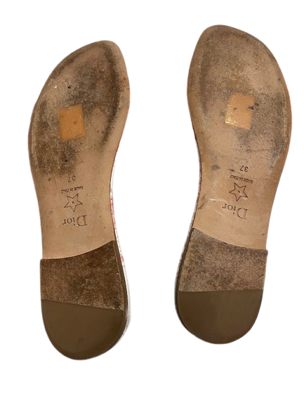 Christian Dior Floral Dway Mules Size 37 Orange White With Entrupy Certificate(NG)