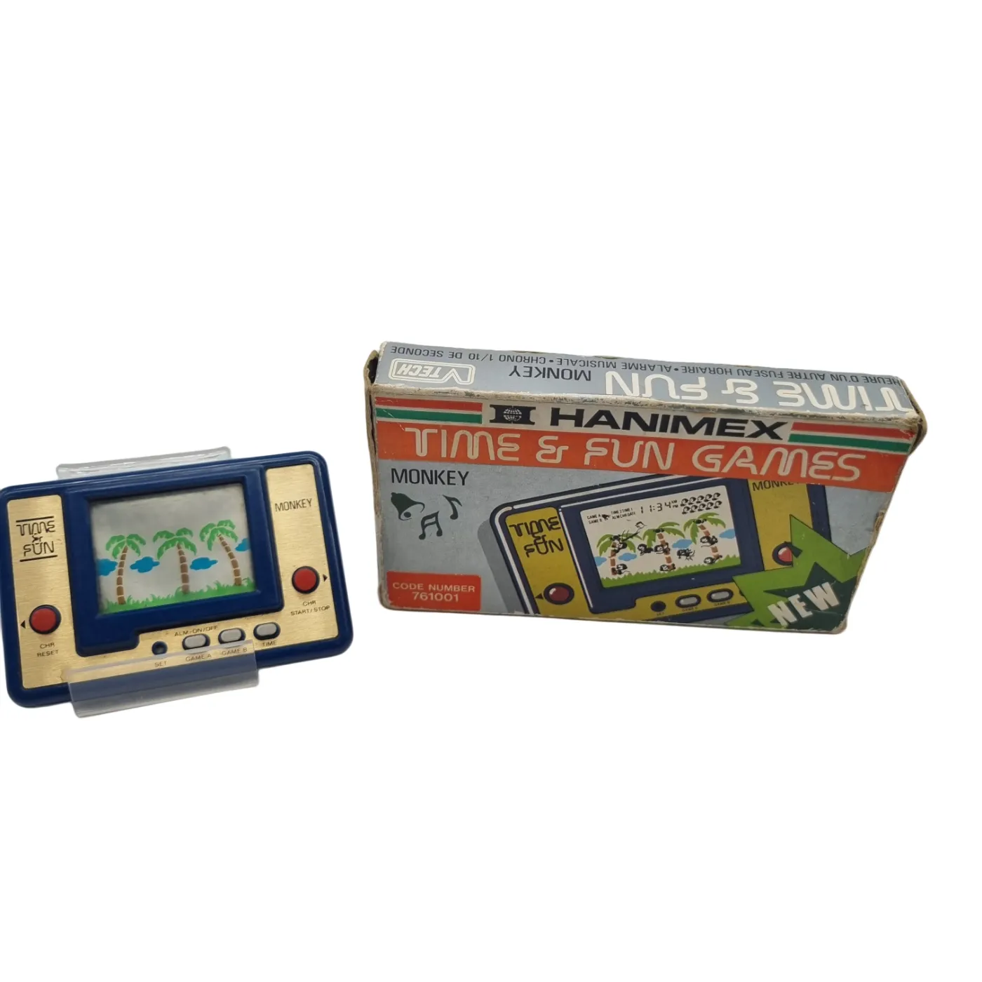 Hanimex Time and Fun Monkey 1981 LCD Game and Watch With Box (WR 1392196)