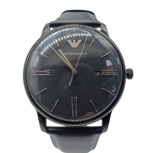 Emporio Armani AR-11573 Black/Silver Leather Watch (CP 1418267)