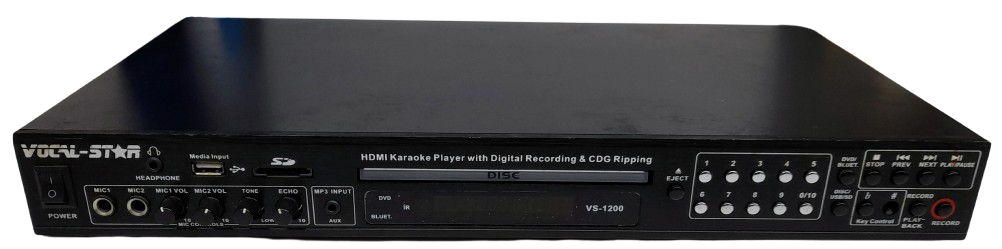 VocalStar VS1200 Bluetooth Karaoke Machine with Universal Remote and Power Cable