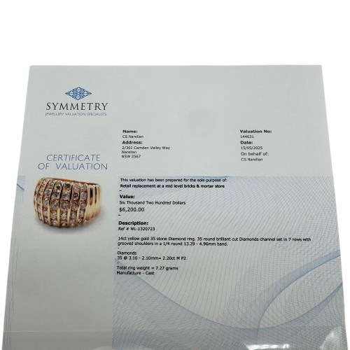 Ladies 14ct Yellow Gold 35 Stone Diamond Ring 2.20ct TDW L 6 With Valuation – WL 1320723
