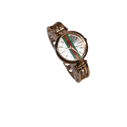 Replica Gucci Watch Rose Gold Steel Band Analog White Glass Round (LN)
