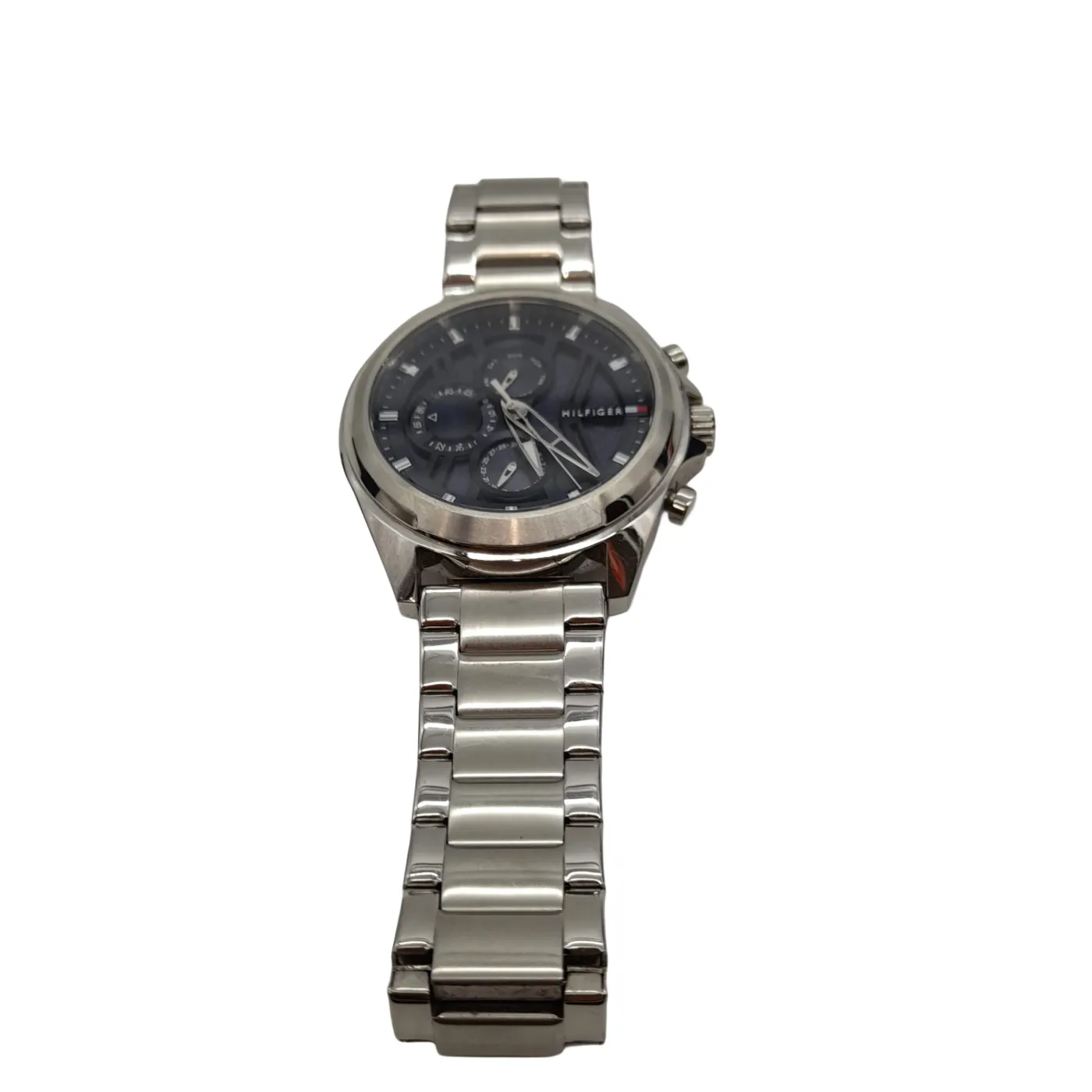 Tommy Hilfiger Men’s Silver Stainless Steel Watch with Blue Dial (WL)