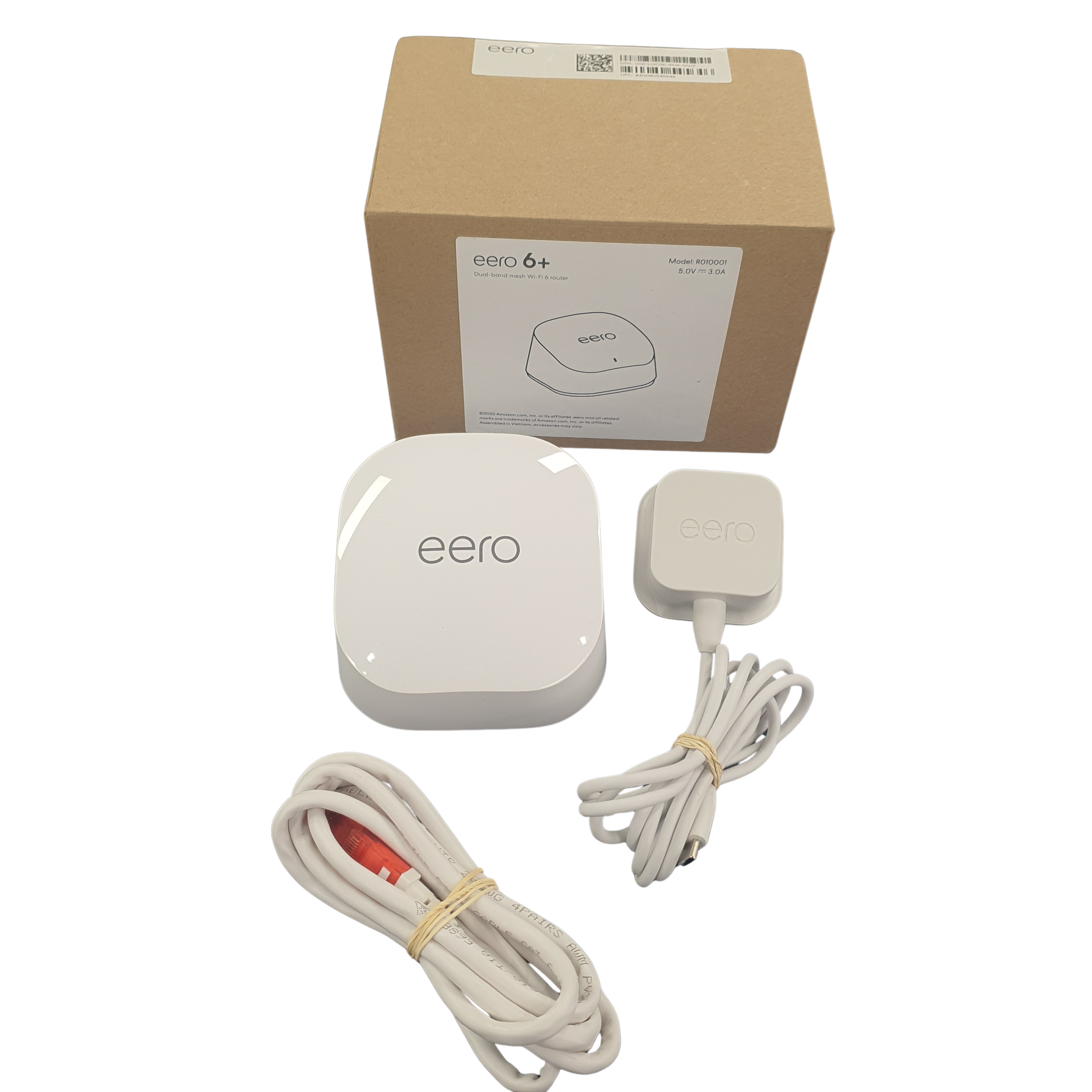 Eero 6+ Wi-Fi Router R010001 With Box, AC Adaptor + Ethernet Cable (MR 1390683)