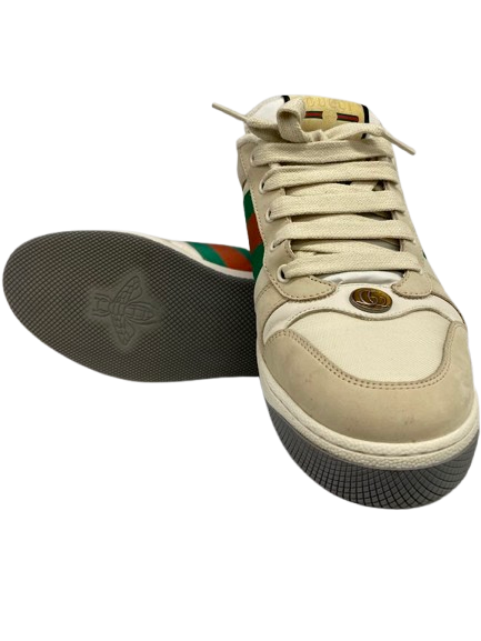 GUCCI SHOES SCREENER SIZE 9 1/2 CREAM GREEN RED TESTED (1413655) (NG) Entrupy Certification