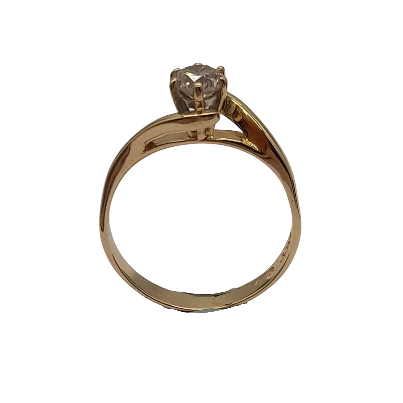 Ladies 18ct Yellow Gold 1 Round Brilliant Cut Diamond 6 Claw Set 0.45ct TDW Size O 7 1/2 With Valuation