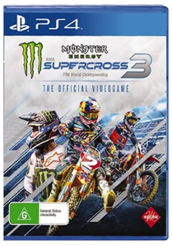 Sony Playstation 4 Monster Energy Supercross 3, Excellent Condition, With Case No Manual (CP 1343028)