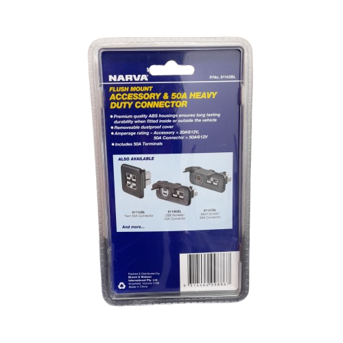 NARVA Heavy-Duty Twin Flush Mount 50A Connector/ACC Socket 81143BL (MR)