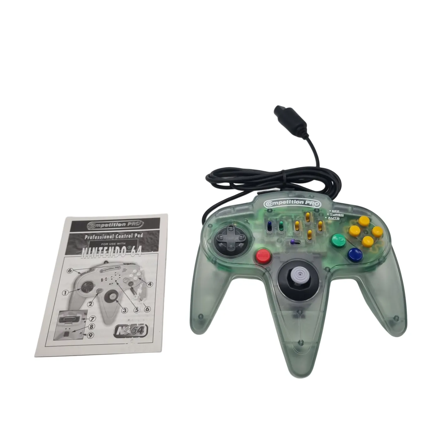 NS64 Competition Pro Controller Clear In Box With Manual (WR 1398704)
