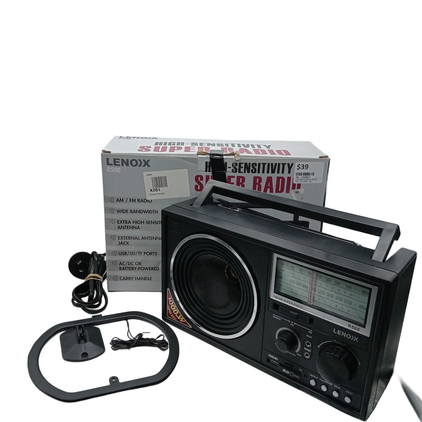 Lenoxx R500 AM/FM Super Radio – Black (WR)