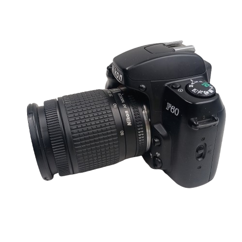 Nikon F60 35mm SLR Film Camera, Black, With 28-80mm 1:3.5-5.6D Lens, UNTESTED, Good Condition (NA 1372647)